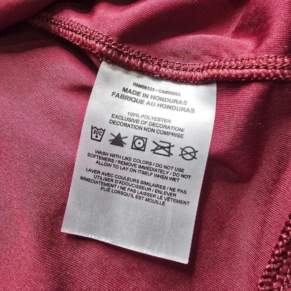 Nike Basketball Shirt Womens Large Burgundy Long Sleeve Training Mesh Jersey